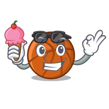 Çizgi film masasının üstünde dondurma sepeti var.