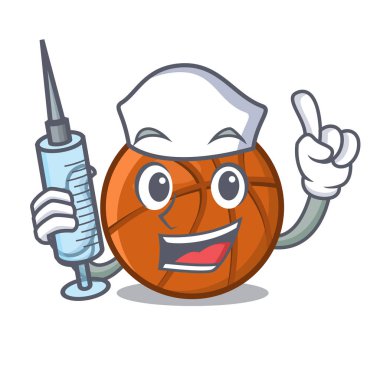 Karikatür tablonun üzerinde Hemşire sepeti topu