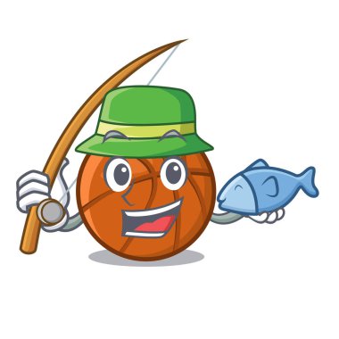 Balıkçılık sepeti topu maskot izole