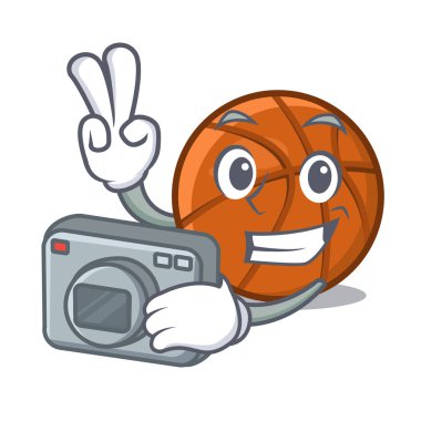 Fotoğrafçı sepet topu maskot izole