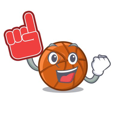 Bir karikatür sandalyede köpük parmak sepet topu