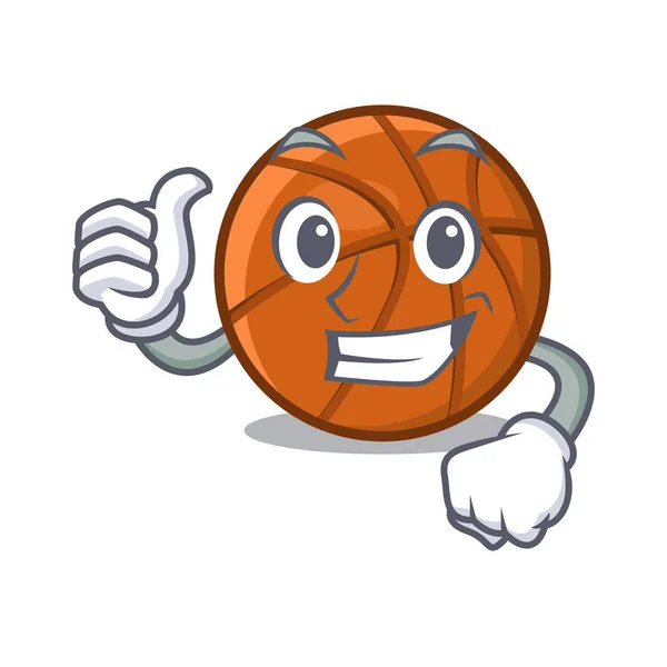 Thumbs up basket ball above the cartoon table — Stock Vector