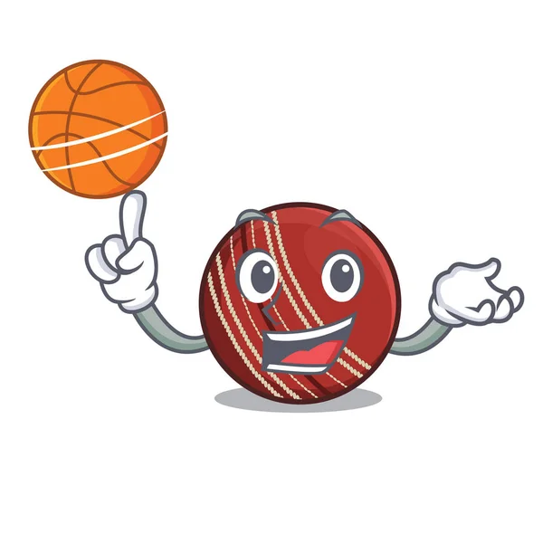 带着篮球板球在吉祥物篮里 — 图库矢量图片