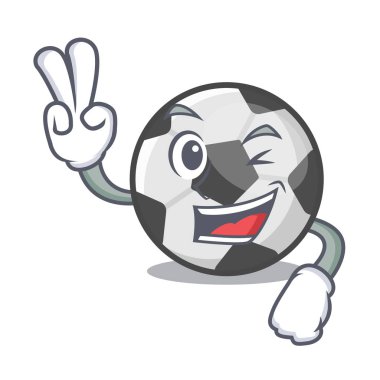 Maskot ile izole iki parmak futbol topu