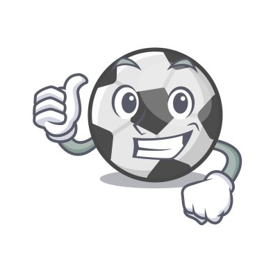 Maskot ile izole futbol topu kadar Thumbs