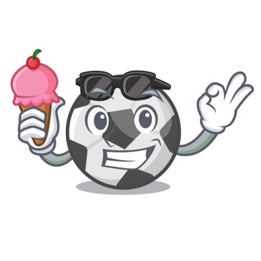 Maskotla izole edilmiş dondurma topuyla.