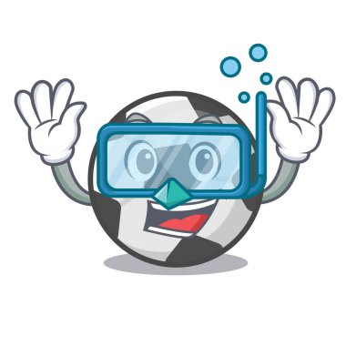 Maskot ile izole Dalış futbol topu