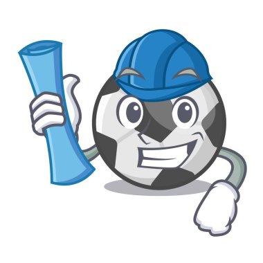 Mimar futbol topu maskot ile izole