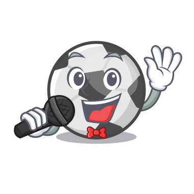 Bir karikatür sepeti içinde singing futbol topu