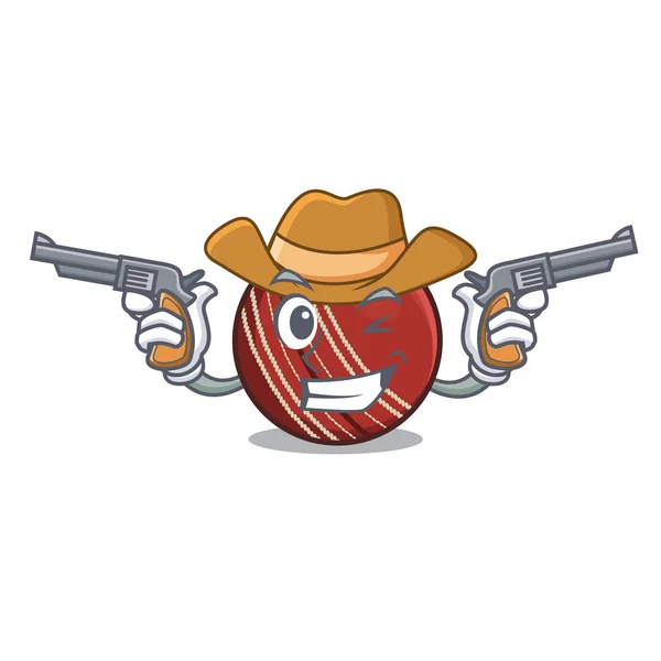 Cowboy cricket bal in een mascotte mand — Stockvector