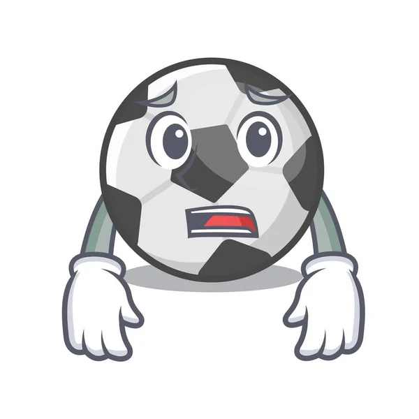 Balón de fútbol miedo en una cesta de dibujos animados — Vector de stock