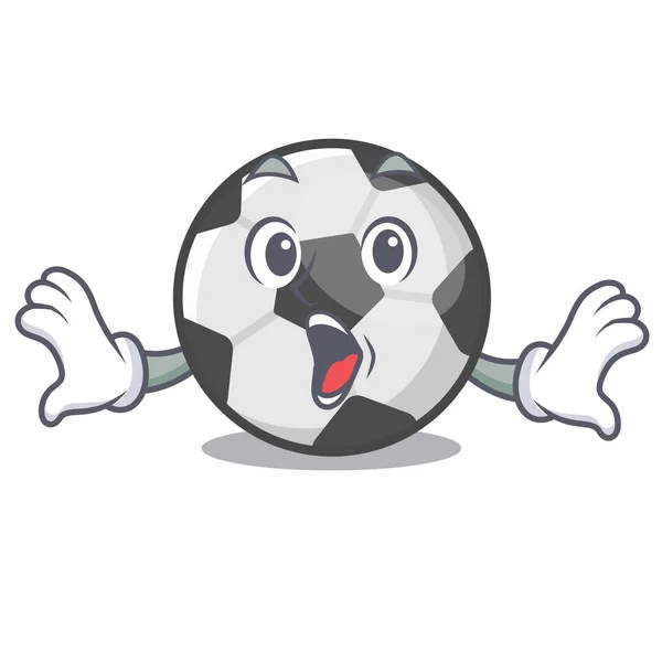 Bola de fútbol sorprendido en una cesta de dibujos animados — Vector de stock