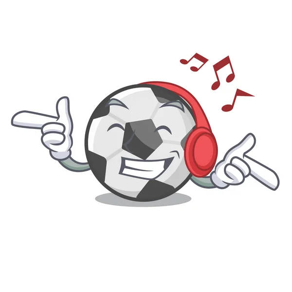Lyssna musik Soccer Ball i en tecknad korg — Stock vektor