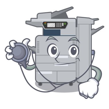Doctor copier machine in the cartoon shape clipart