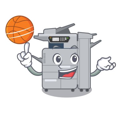 Çizgi film şeklinde basketbol fotokopi makinesiyle.