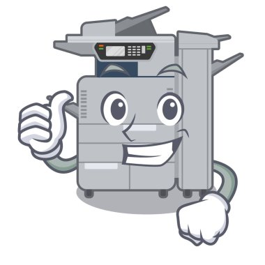 Karikatür izole fotokopi makinesi thumbs up