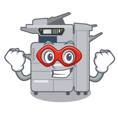 Süper kahraman fotokopi makinesi karikatür izole