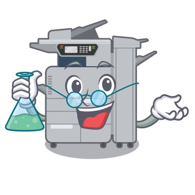 Profesör fotokopi makinesi karikatür izole