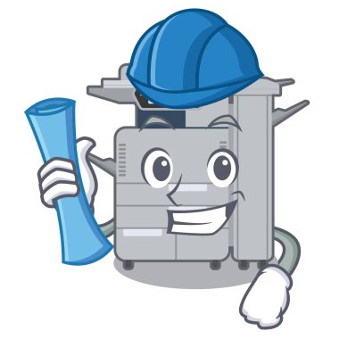 Karikatür izole mimar fotokopi makinesi