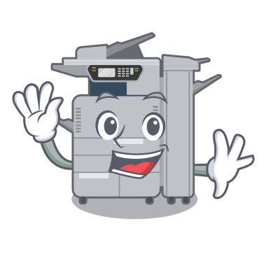 Karikatür izole fotokopi makinesi sallayarak