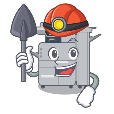 Maskot ahşap masa üzerinde Madenci fotokopi makinesi