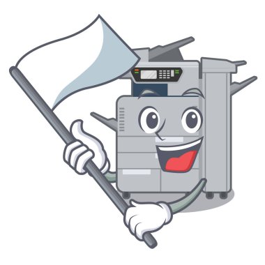 Karakter sandalyesinin yanındaki bayrak fotokopi makinesiyle