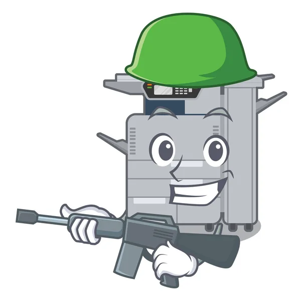 Máquina copiadora del ejército en forma de dibujos animados — Vector de stock