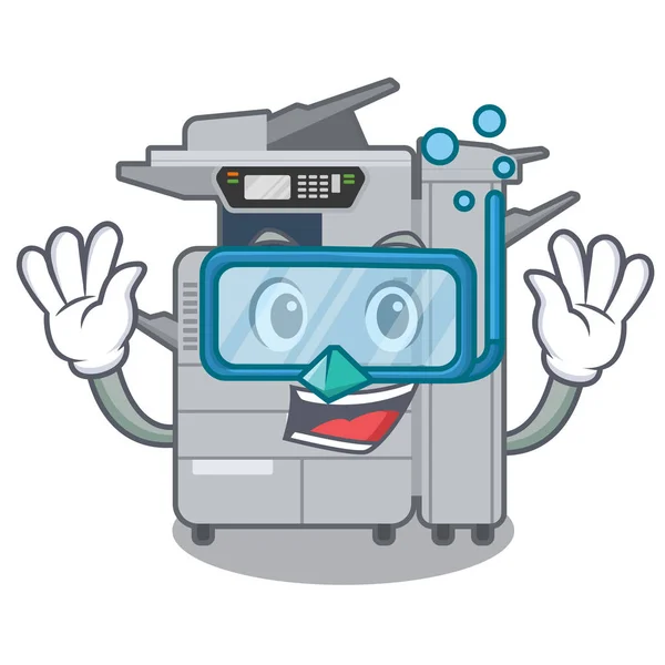 Diving copier machine isolated in the cartoon — Stock Vector