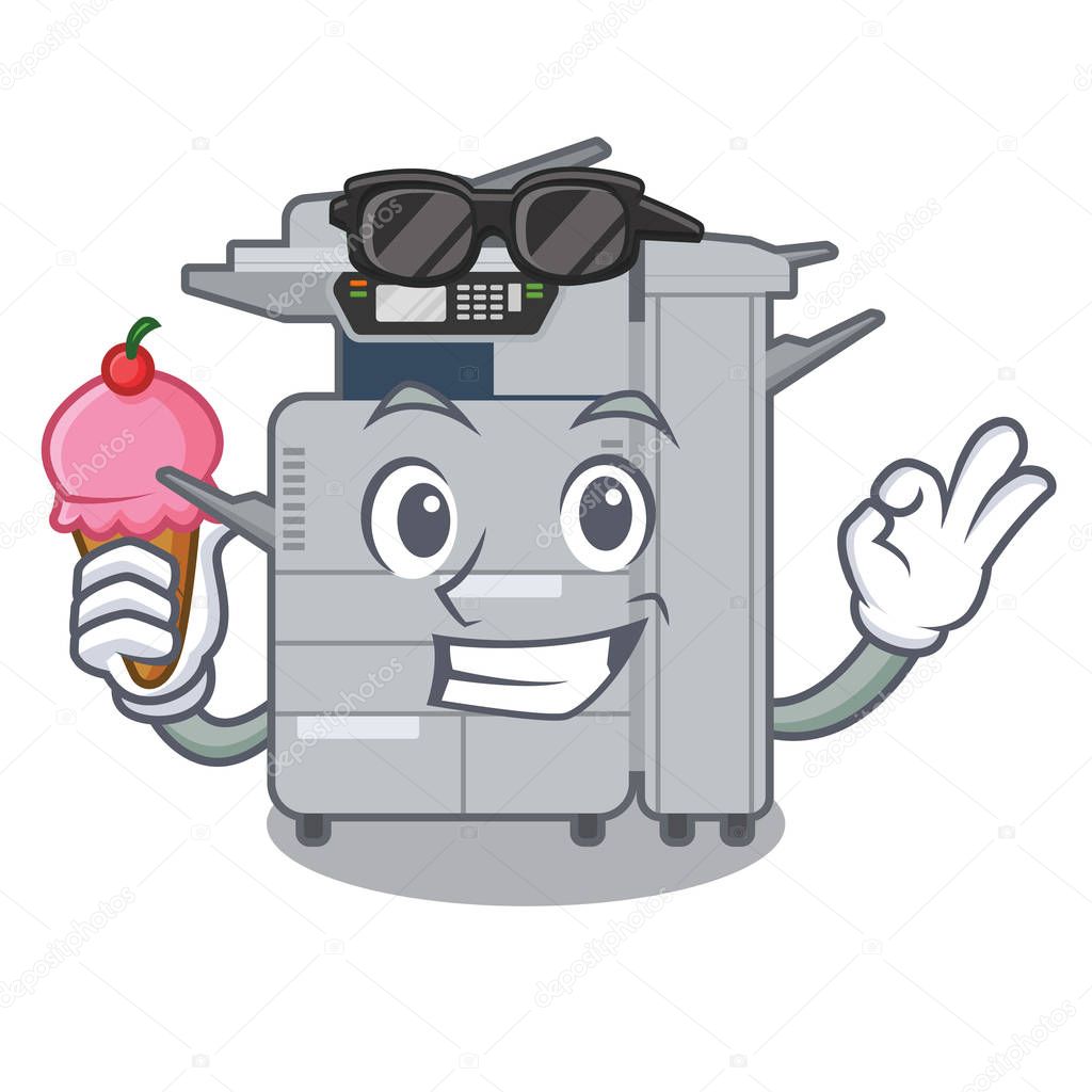 With ice cream copier machine isolated in the cartoon