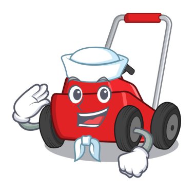 Maskot şeklinde denizci çim biçme makinesi