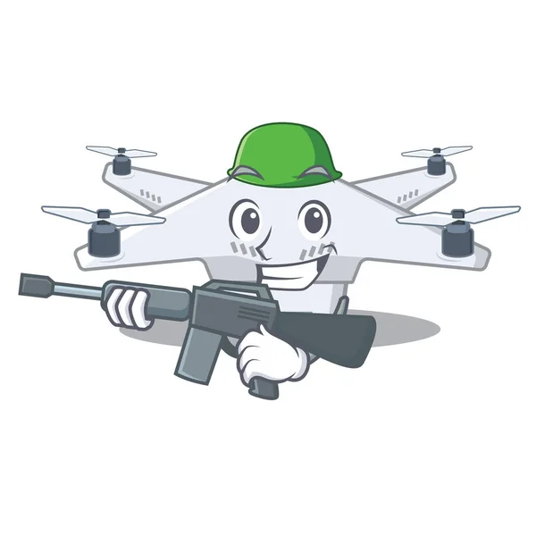 Drone de l'armée isolé avec dans la mascotte — Image vectorielle