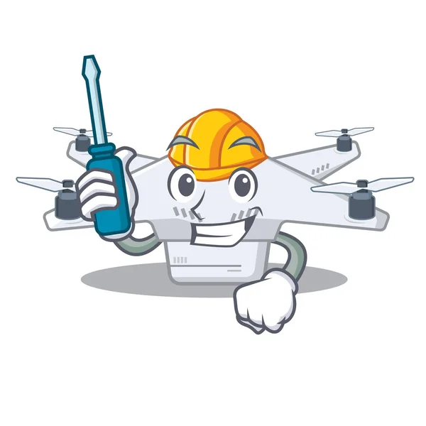 Ahşap bir karikatür masada otomotiv drone — Stok Vektör