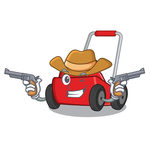 Cowboy lawnmower in the a mascot shape — Stock Vector