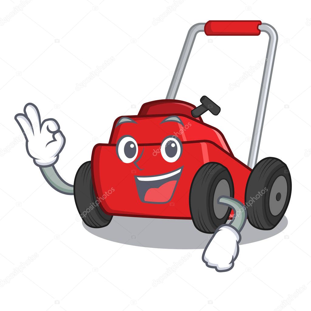 Okay lawnmower isolated with in the cartoon