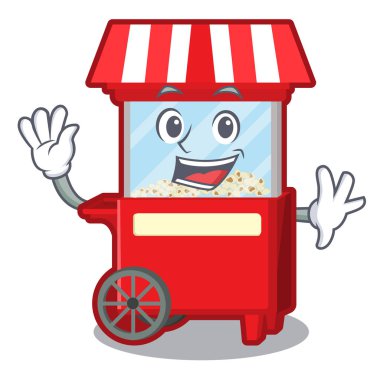 Sallanan patlamış mısır makinesi yanında karikatür masa