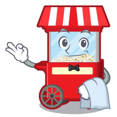 Garson patlamış mısır makinesi maskot izole