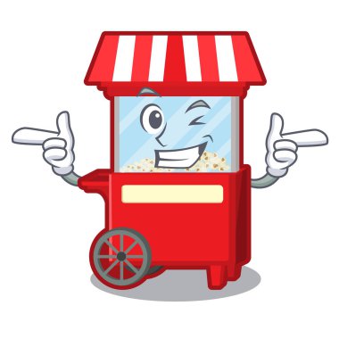 Karikatür masa yanında Wink patlamış mısır makinesi