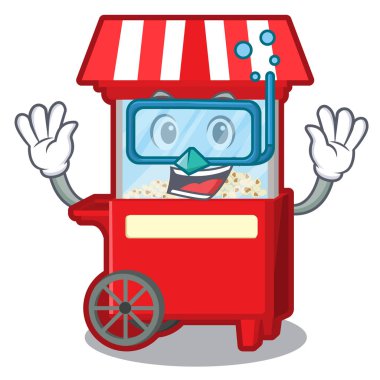 Karikatür masa yanında dalış patlamış mısır makinesi