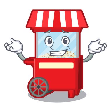 Karikatür masa yanında patlamış mısır makinesi