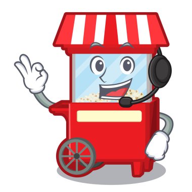 Karikatür sütununda kulaklık popcron makinesi ile