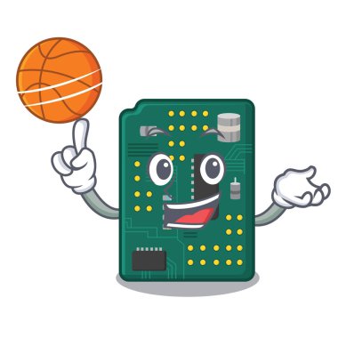Basketbol devre panosu ile maskot ile izole PCB