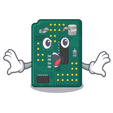 Surprised PCB circuit board in PC characters clipart