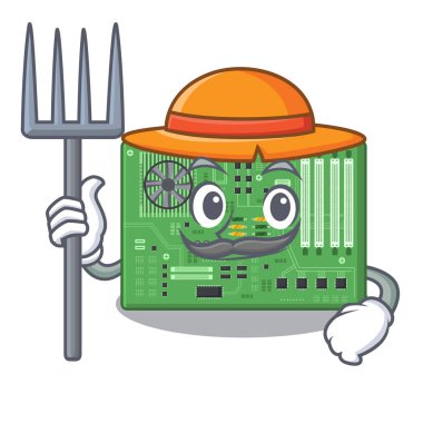 Çiftçi anakart characater ile izole