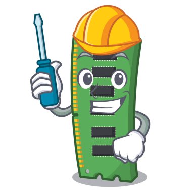 Karikatür masa üstündeki Otomotiv RAM bellek kartı