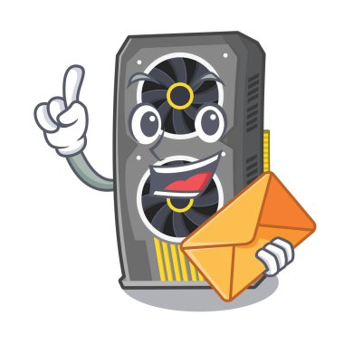 Zarf video grafik kartı karikatür ile izole