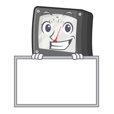 Maskot izole kurulu amper metre ile grinning