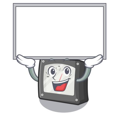 Maskot ta izole yukarı kurulu amper metre