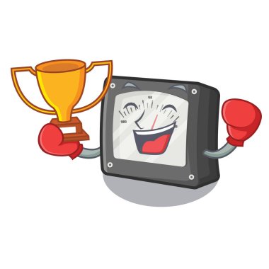 Karikatür tablo üzerinde Boks kazanan amper metre