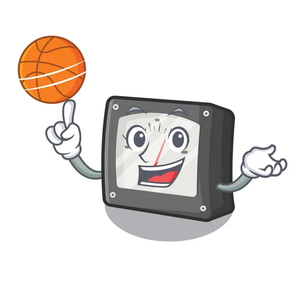 Med basketboll ampere meter isolerad i maskot — Stock vektor