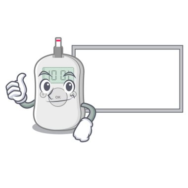 Karakter şeklinde tahta diyabet kontrol makinesi ile Thumbs up